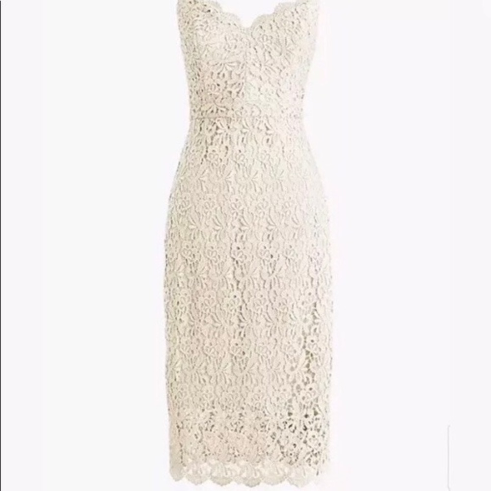 J Crew Guipure Lace Spaghetti Strap Dress.